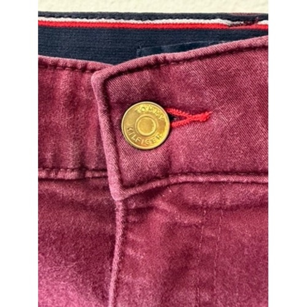 Tommy Hilfiger Womens Burgundy Ankle Pants Size 12 Stretch Slim Fit Wine Red - Picture 3 of 10